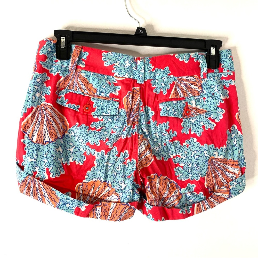 Lilly Pulitzer Blue Red Seashell Coral Barclay Shorts - Picture 3 of 5